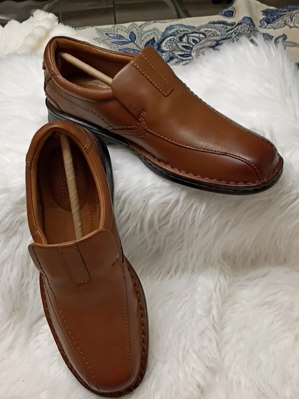 New Clarks Escalade Step Brown Leather Slip-On Comfort Loafers Men's 7M